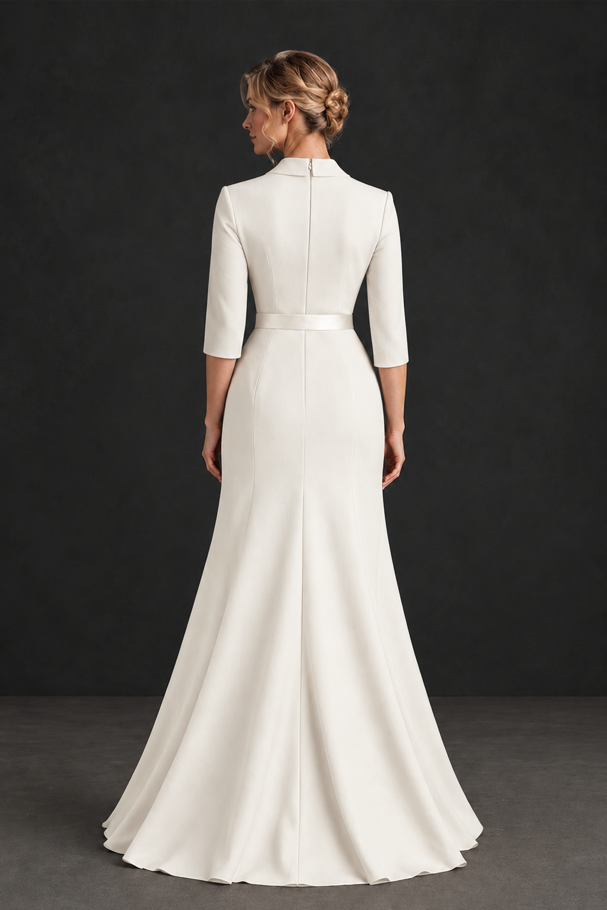 BOLODOO Ivory Lapel Ruffle Mother of the Bride Dress with Belt - Ivory - Ivory_2