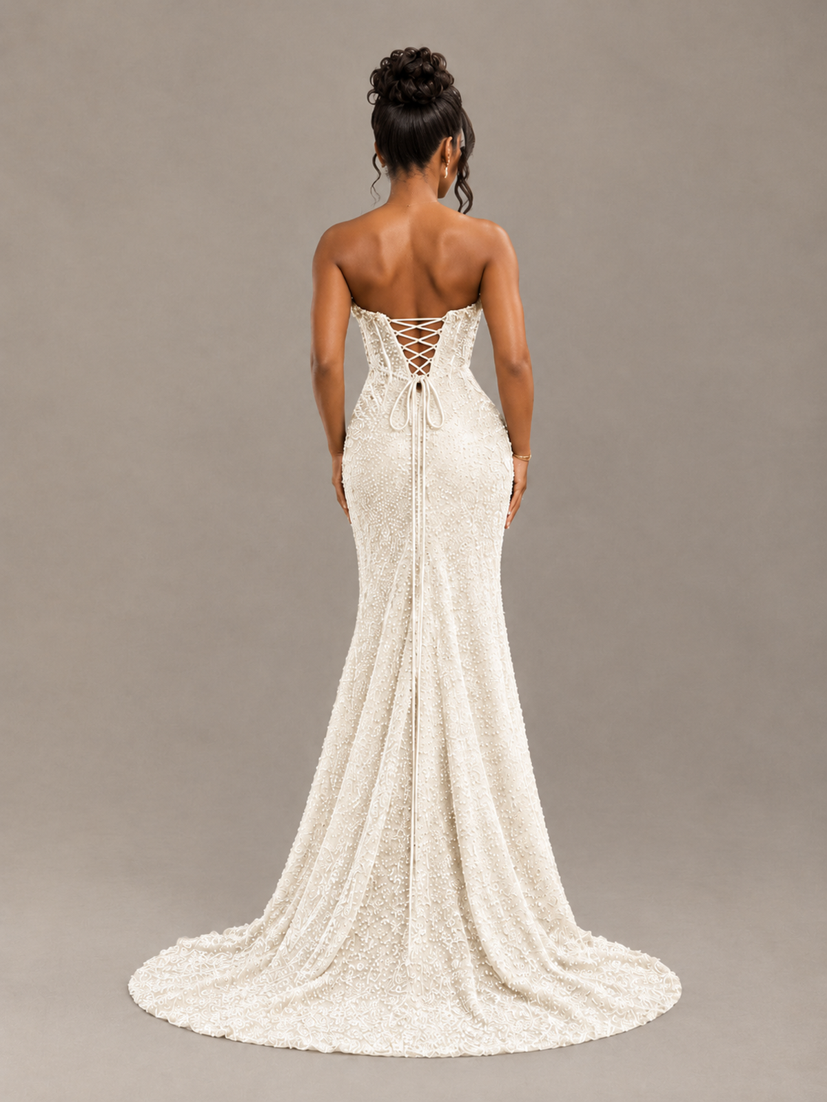 BOLODOO Ivory Gold Corset Prom Dress with High Slit - Ivory - Ivory_2