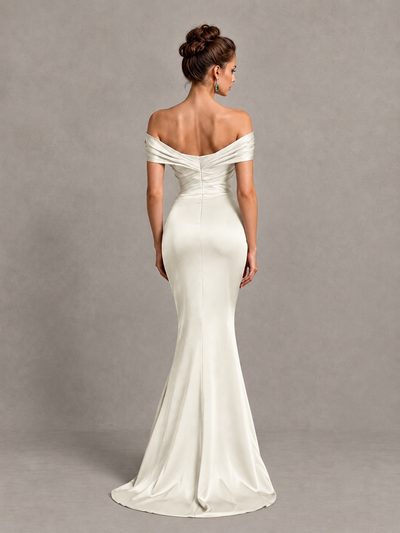 BOLODOO Ivory Off-Shoulder Satin Mermaid Prom Dress - Ivory - Ivory_2