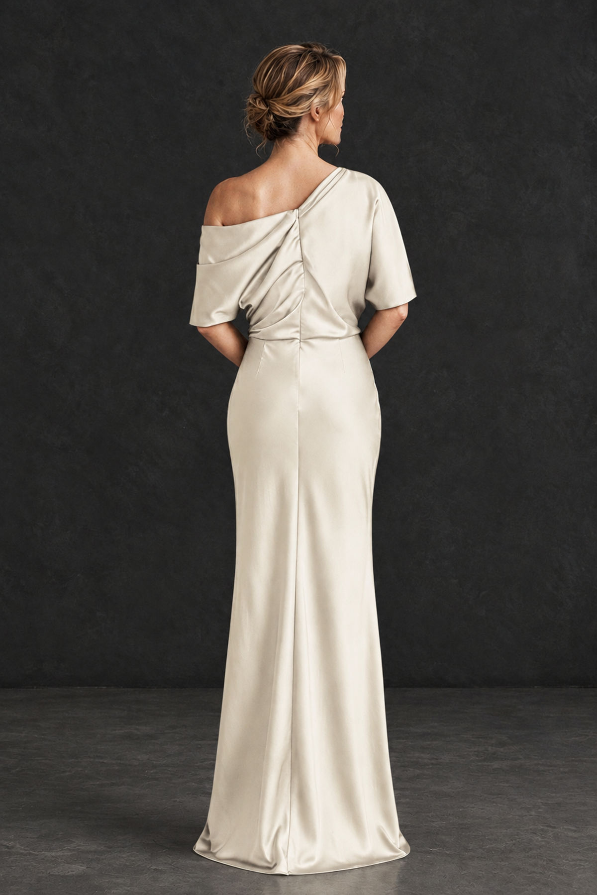 BOLODOO Ivory Satin Asymmetric Mother of the Bride Dress - Ivory - Ivory_2