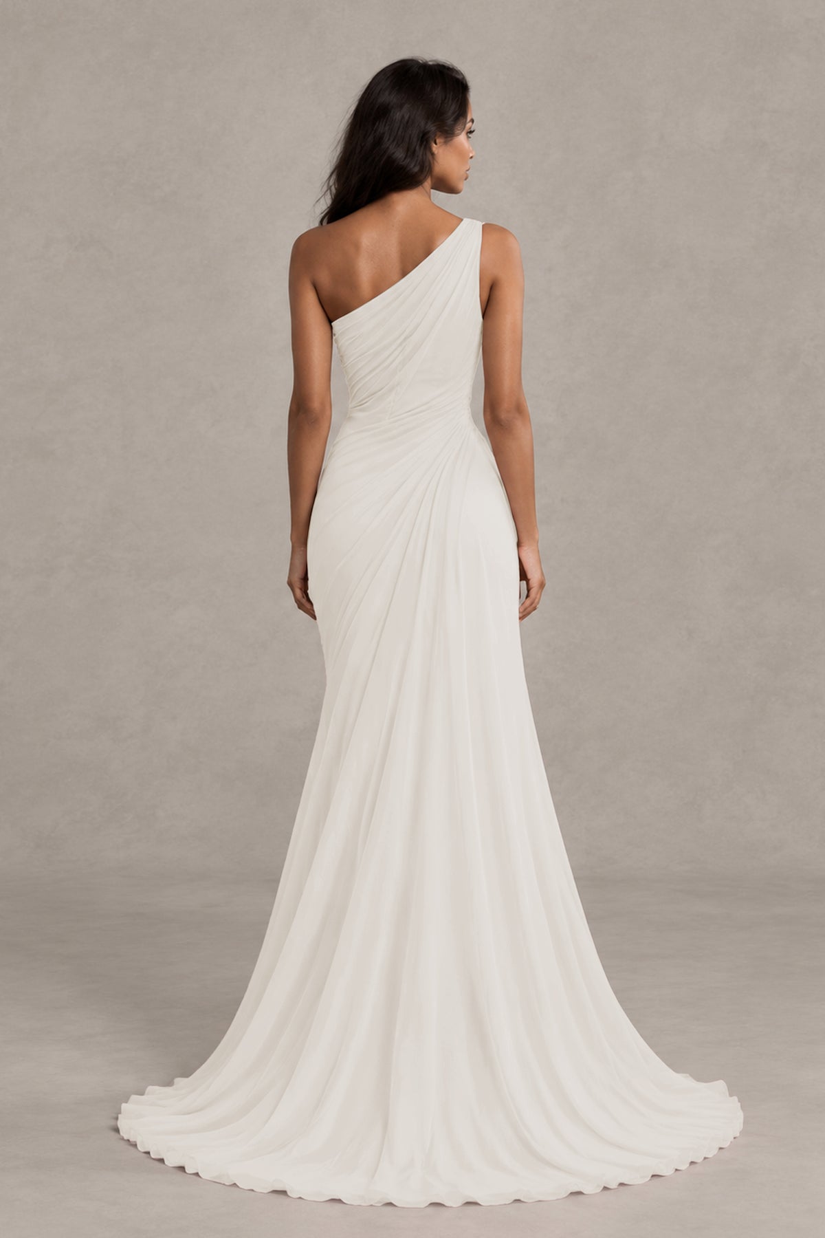 BOLODOO Ivory One-Shoulder Floral Ruched Maxi Dress - Ivory