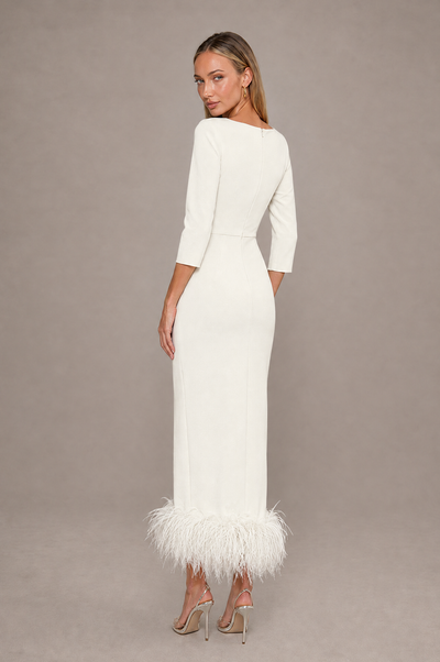 BOLODOO Ivory Feather-Trim Twist-Waist Midi Dress - Ivory - Ivory_2