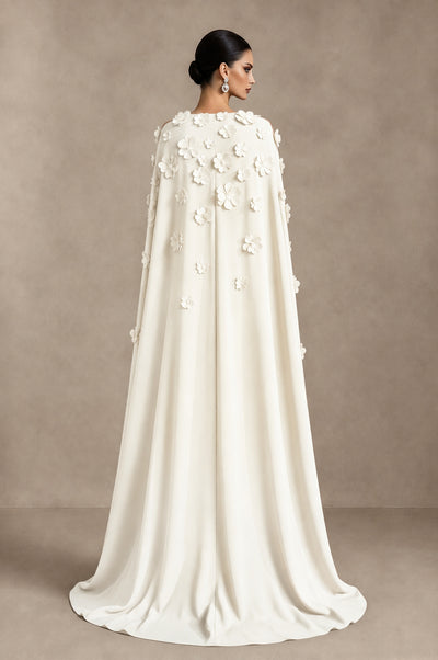 BOLODOO Ivory 3D Floral Applique Cape Formal Dress - Ivory - Ivory_2