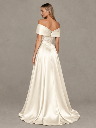 BOLODOO Ivory Sequin Mermaid Evening Dress with Detachable Satin Overskirt and Sweep Train - Ivory - Ivory_2