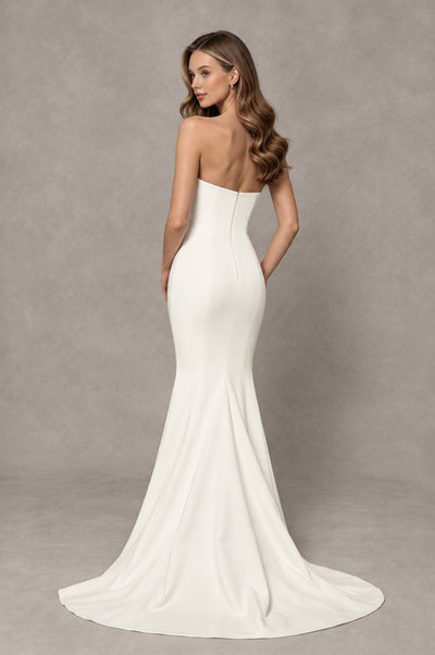 BOLODOO Ivory Strapless Mermaid Evening Dress with Ruffle Slit and Train - Ivory - Ivory_2