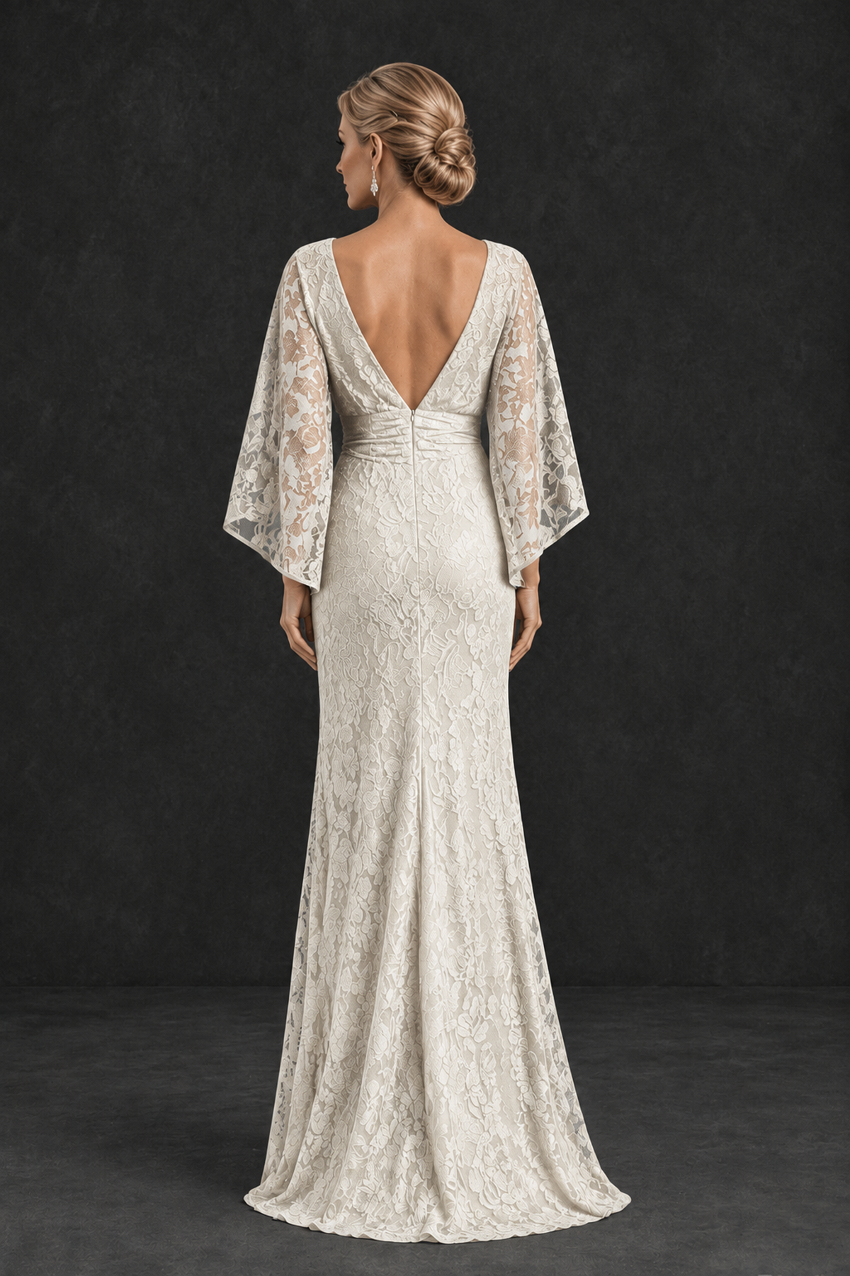 BOLODOO Ivory Lace Flutter Sleeve Mother of the Bride Dress - Ivory - Ivory_2