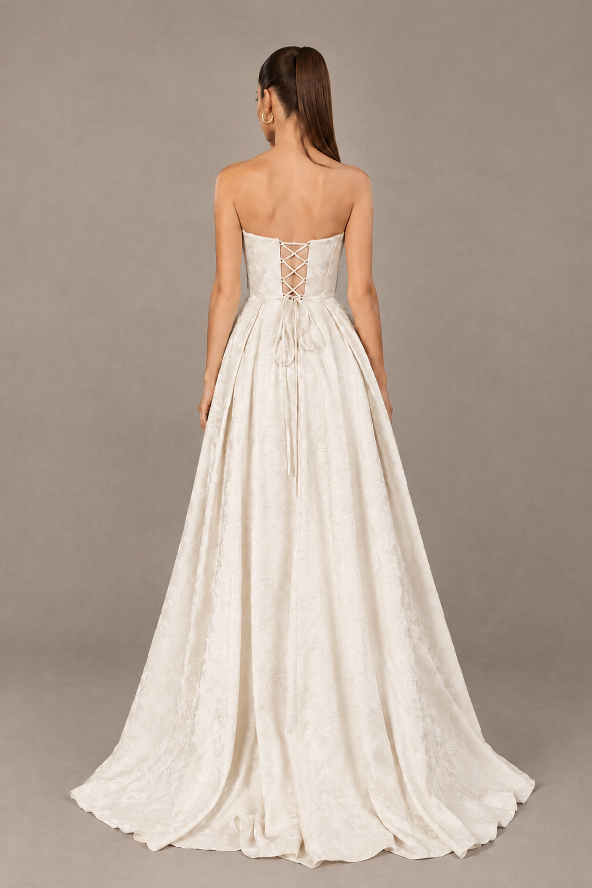 BOLODOO Ivory Strapless Sweetheart Corset Prom Dress with High Slit – Lace-Up Back A-Line Evening Gown - Ivory - Ivory_2
