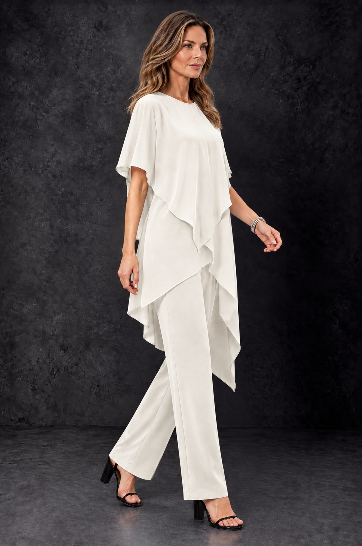 BOLODOO Ivory Chiffon Two Piece Mother of the Bride Pant Suit - Ivory - Ivory_2