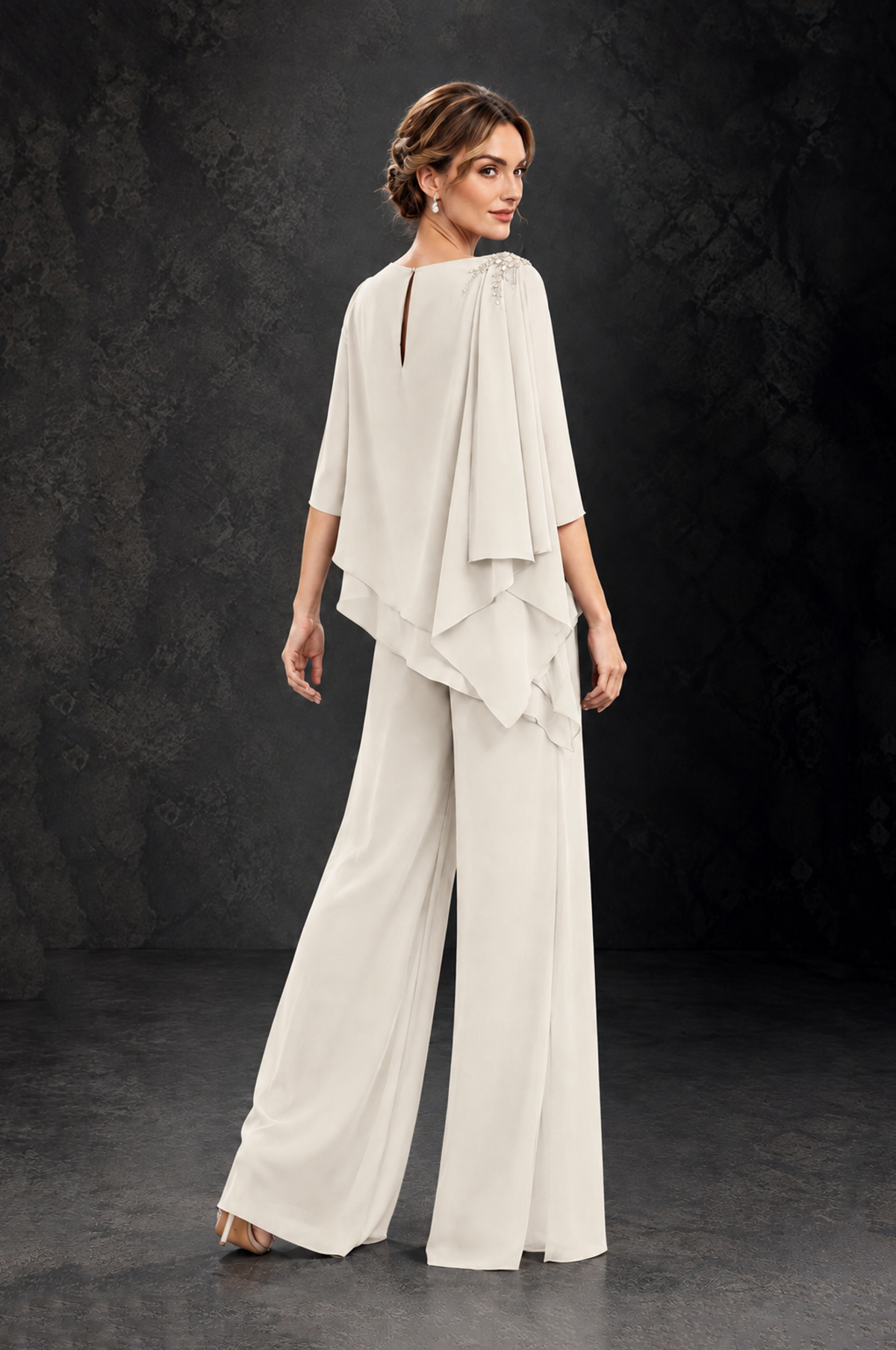 BOLODOO Ivory Layered Wide-Leg Mother of the Bride Pant Suit - Ivory - Ivory_2