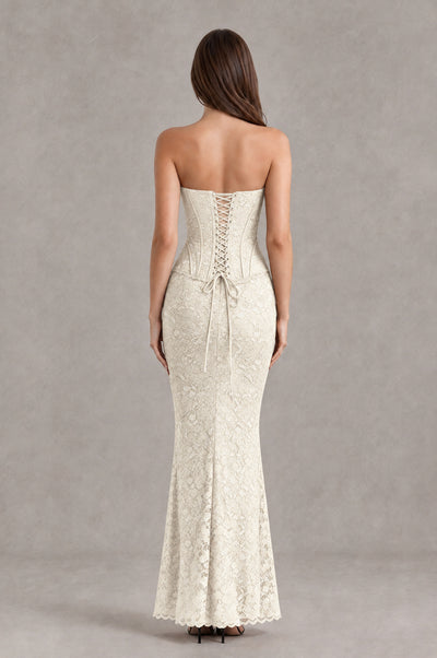 BOLODOO Ivory Strapless Lace Corset Wedding Guest Dress - Ivory - Ivory_2