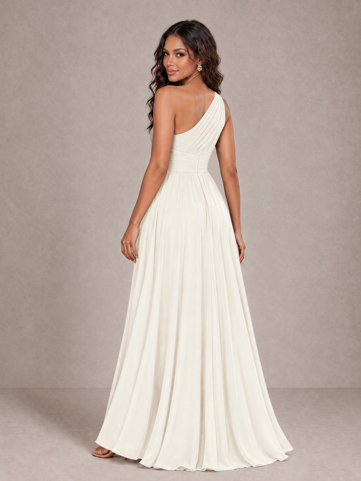 BOLODOO Ivory One-Shoulder A-Line Bridesmaid Dress - Ivory - Ivory_2