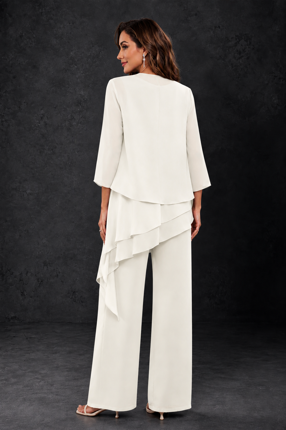 BOLODOO Ivory Layered Mother of the Bride Pantsuit with Jacket - Ivory - Ivory_2