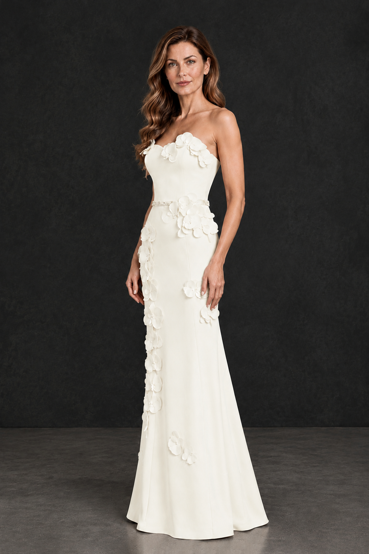 BOLODOO Ivory Strapless Mother of the Bride Dress with 3D Floral Appliques - Ivory - Ivory_3
