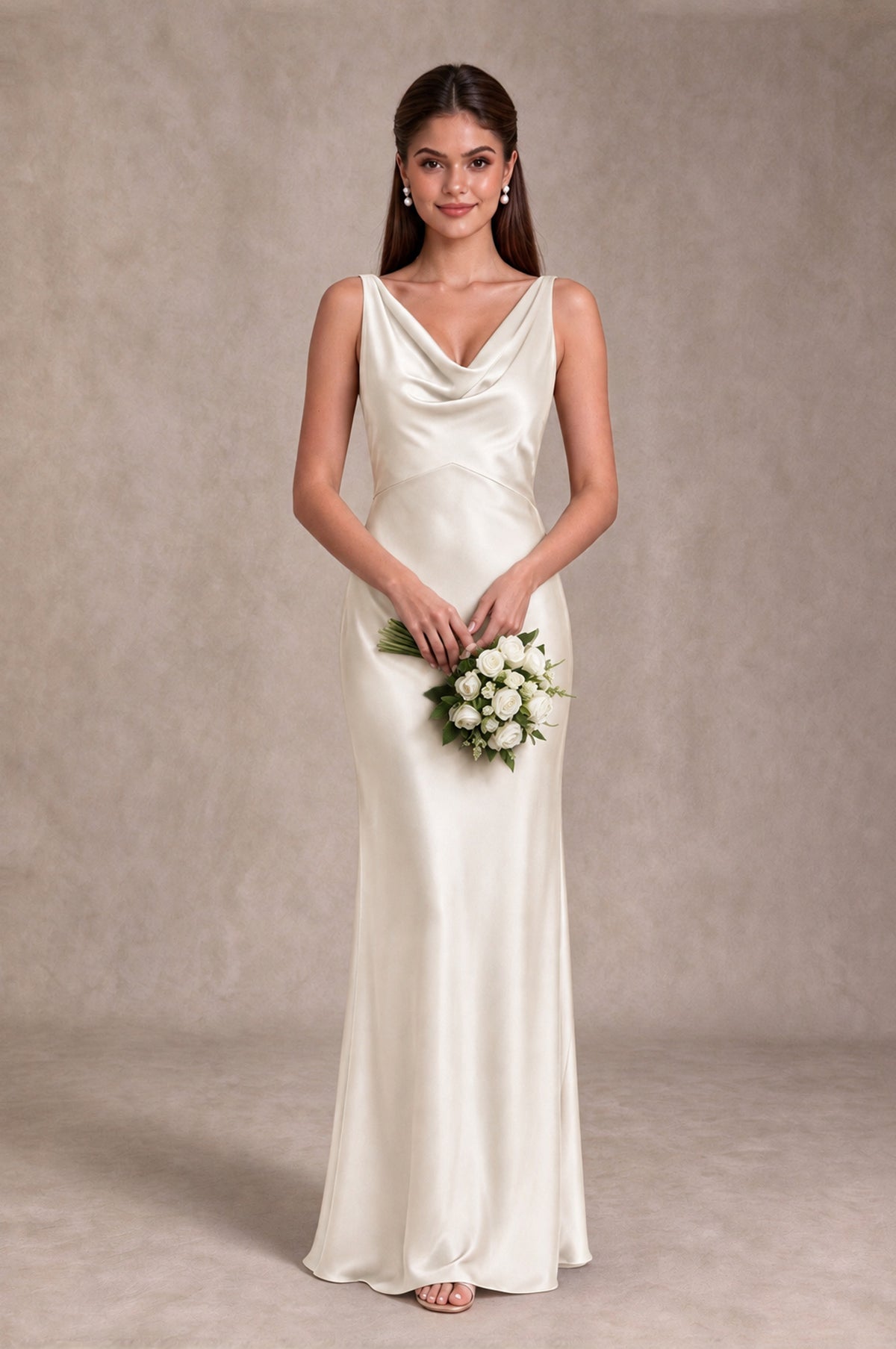 BOLODOO Ivory Cowl Neck Open Back Satin Bridesmaid Dress - Ivory - Ivory_3