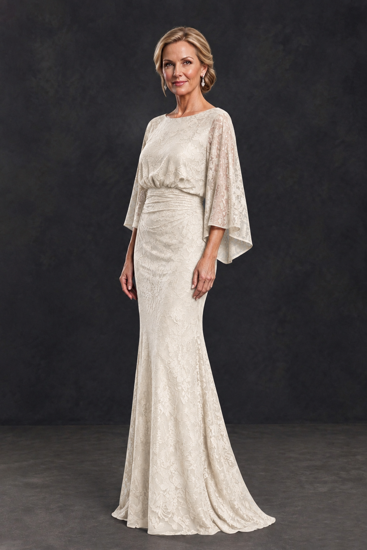 BOLODOO Ivory Lace Flutter Sleeve Mother of the Bride Dress - Ivory - Ivory_3