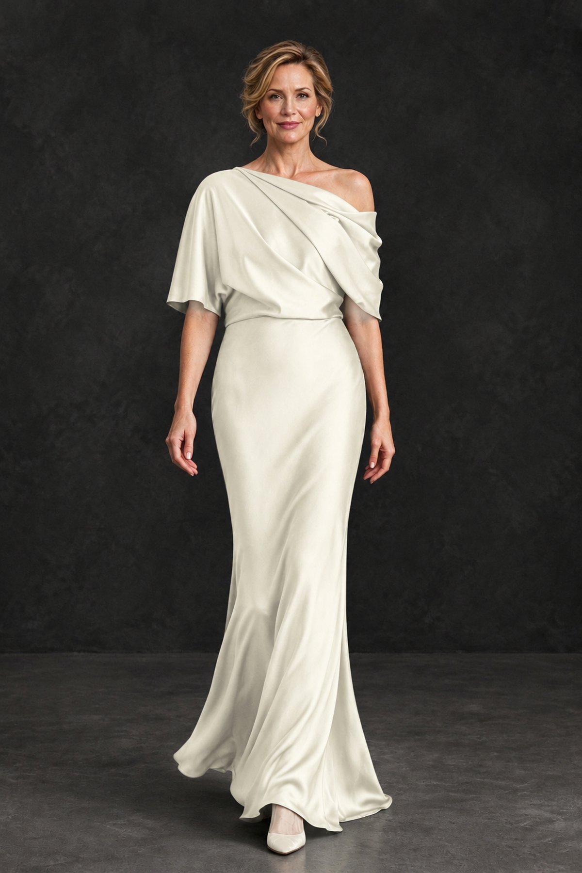 BOLODOO Ivory Satin Asymmetric Mother of the Bride Dress - Ivory - Ivory_4