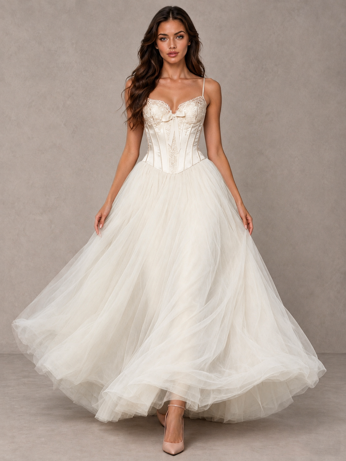 BOLODOO Ivory Corset Tulle Prom Dress with Spaghetti Straps - Ivory - Ivory_4