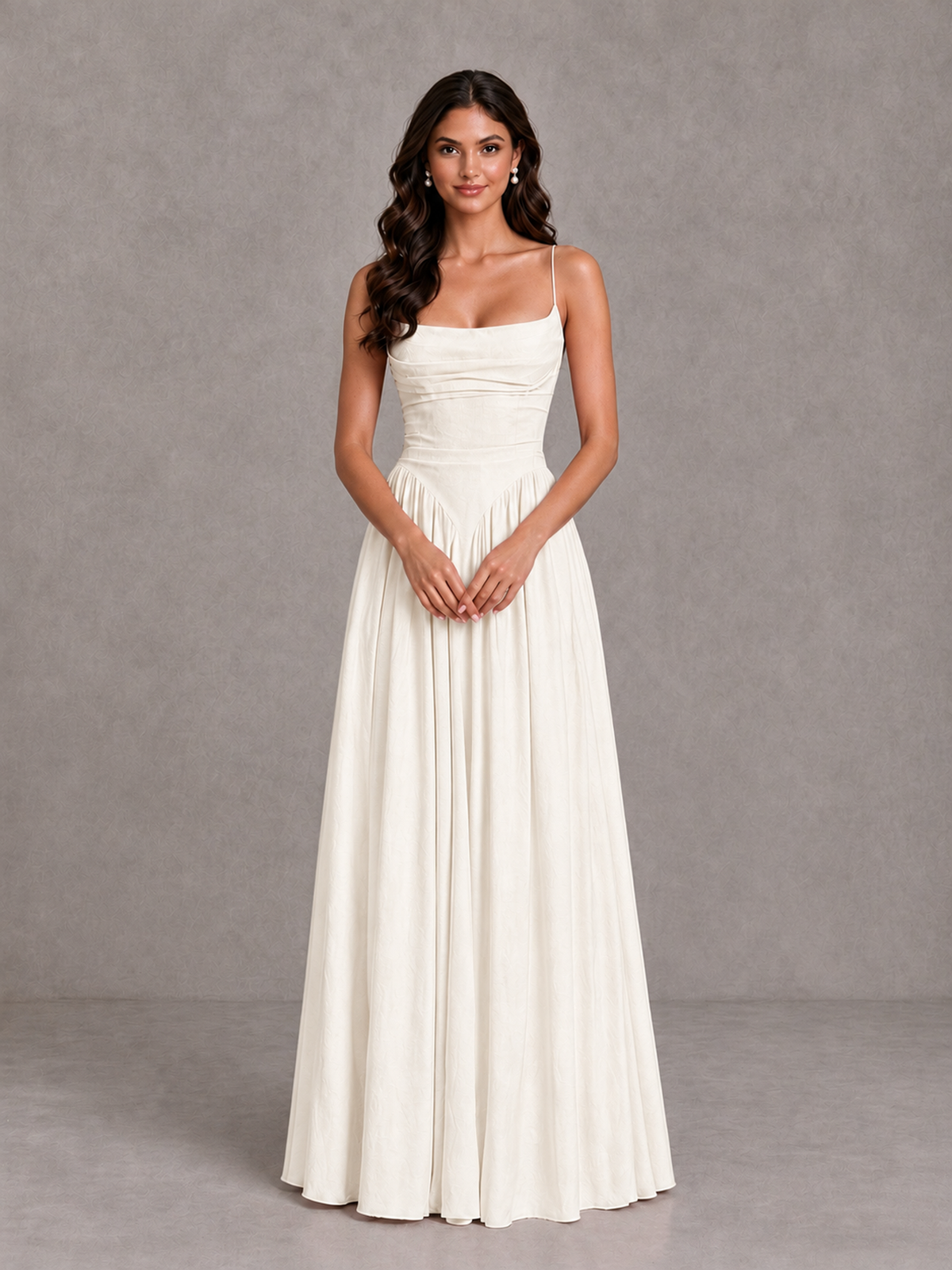BOLODOO Ivory Lace-Up Back A-Line Bridesmaid Dress - Ivory - Ivory_4