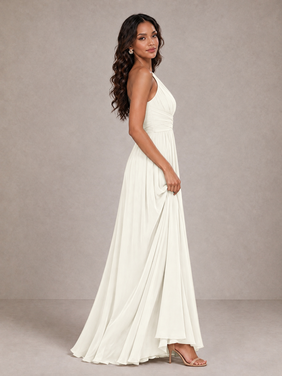 BOLODOO Ivory One-Shoulder A-Line Bridesmaid Dress - Ivory - Ivory_4
