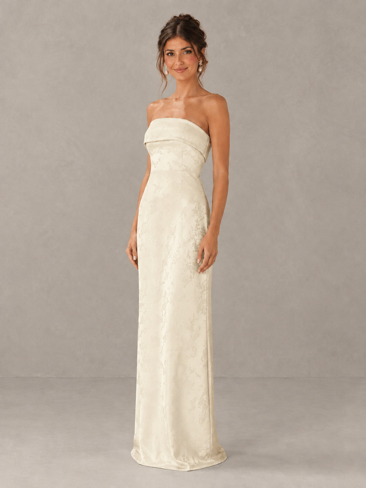 BOLODOO Ivory Strapless Floral Bridesmaid Dress - Ivory - Ivory_4