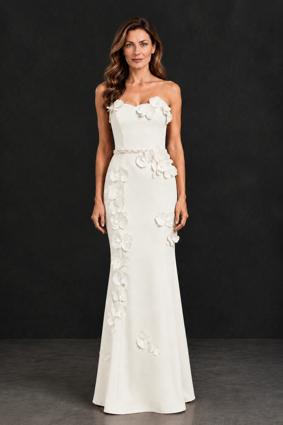 BOLODOO Ivory Strapless Mother of the Bride Dress with 3D Floral Appliques - Ivory - Ivory_4