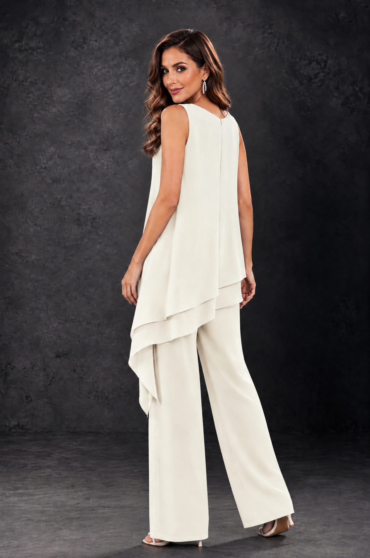 BOLODOO Ivory Layered Mother of the Bride Pantsuit with Jacket - Ivory - Ivory_4