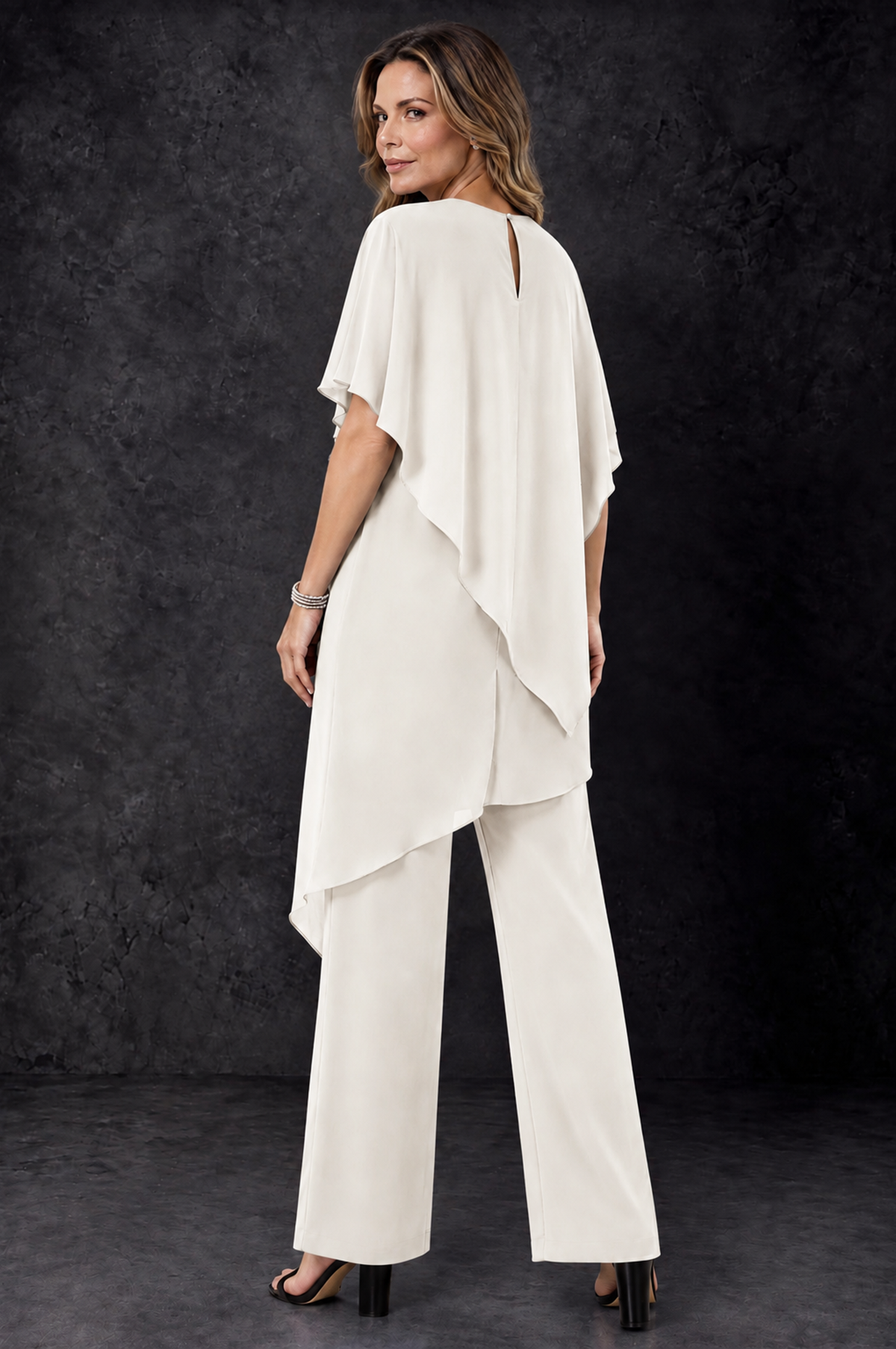 BOLODOO Ivory Chiffon Two Piece Mother of the Bride Pant Suit - Ivory - Ivory_4