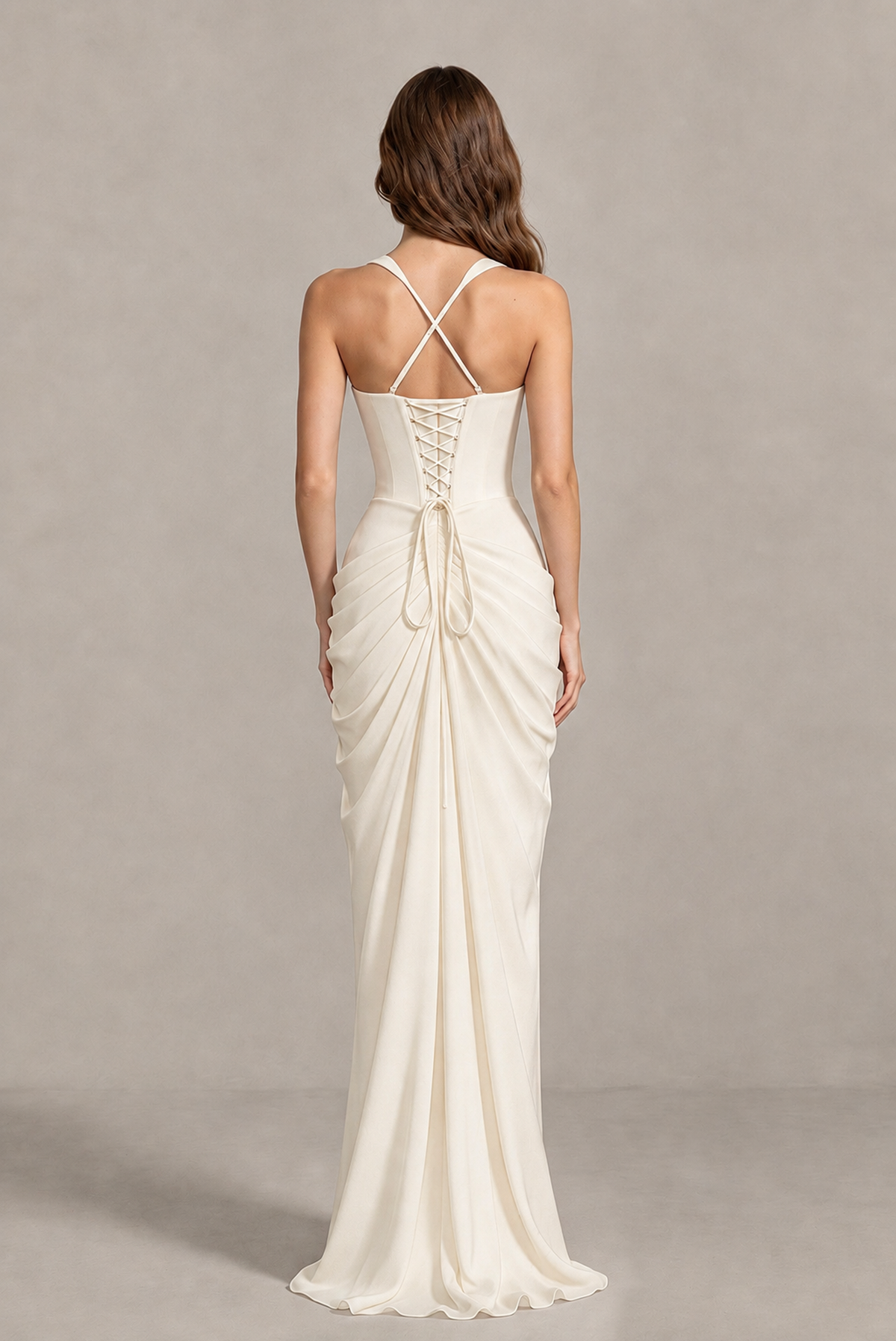 BOLODOO Chocolate Ivory Sweetheart Maxi Dress with High Slit - Ivory