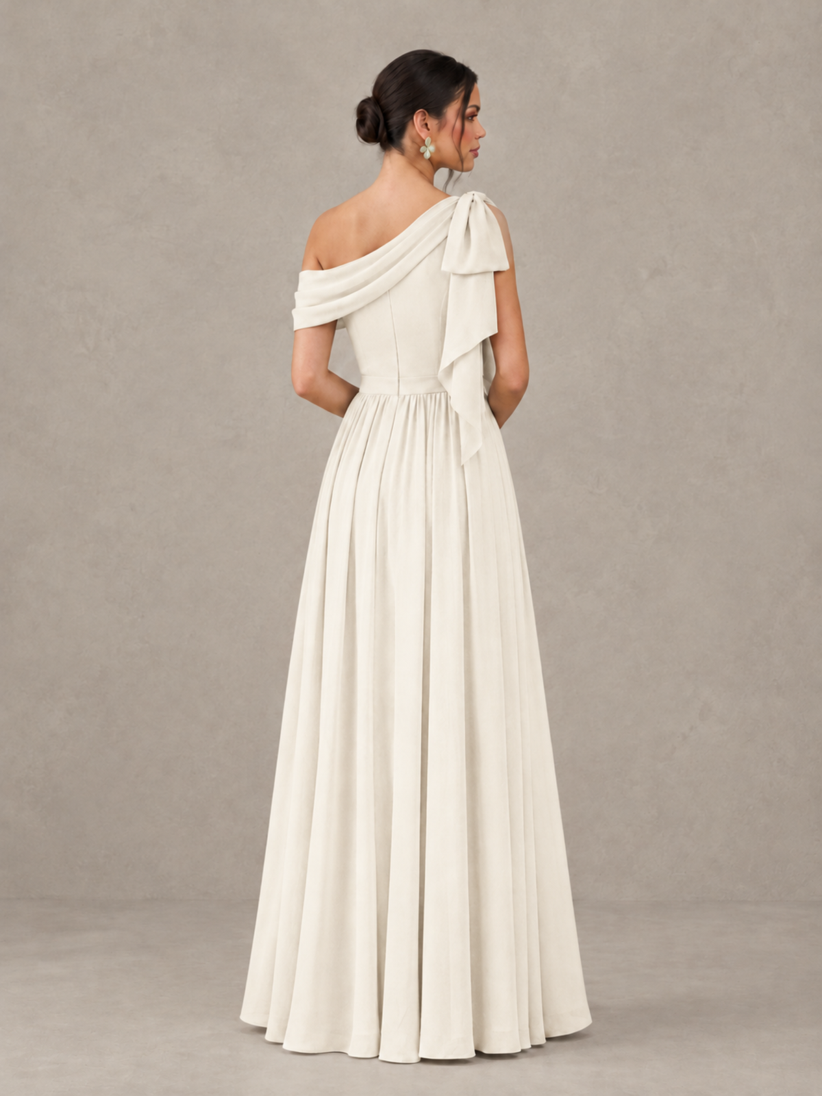 BOLODOO Ivory One-Shoulder Maternity Bridesmaid Dress with Slit - Ivory - Ivory (2)