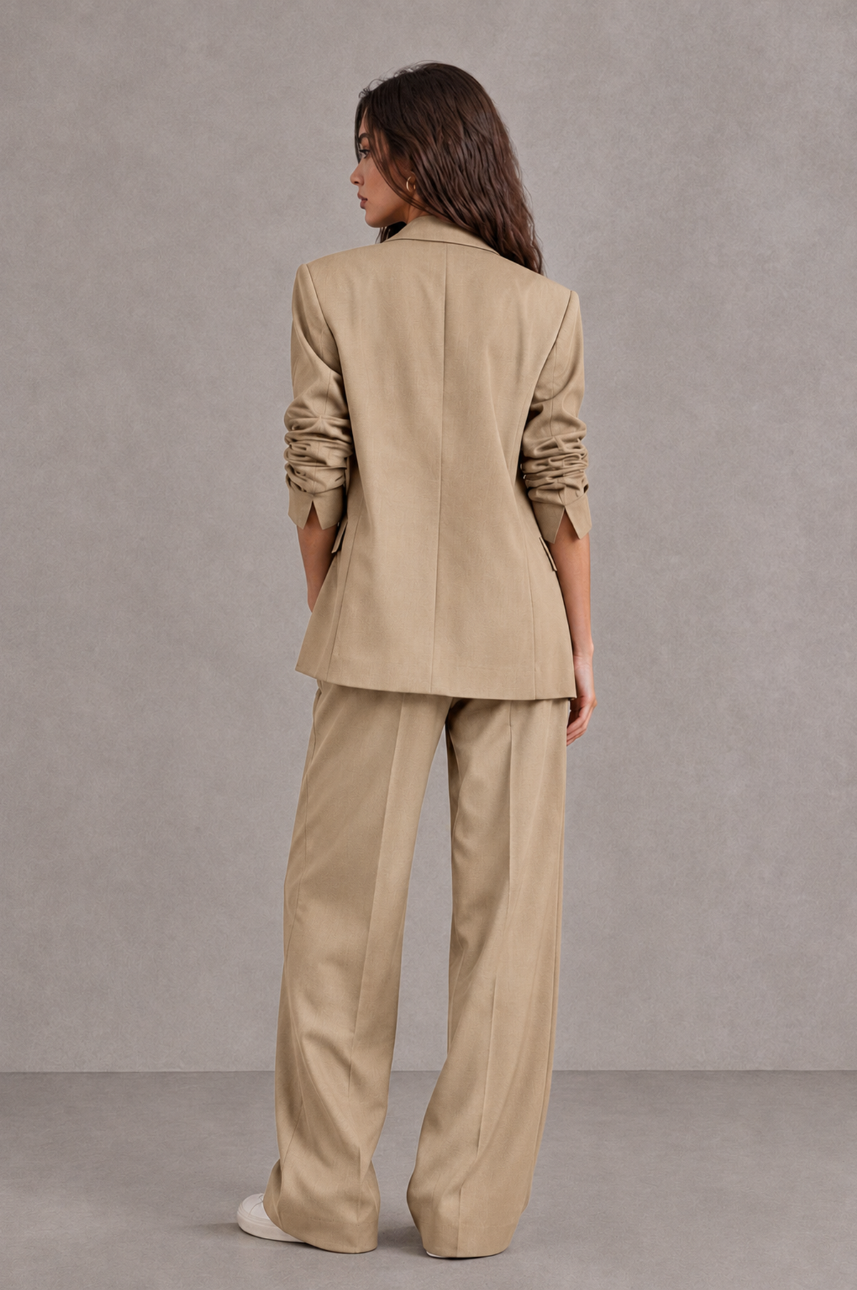 BOLODOO Khaki Brown Blazer & Wide-Leg Pants Suit for Women - Khaki - Khaki_02