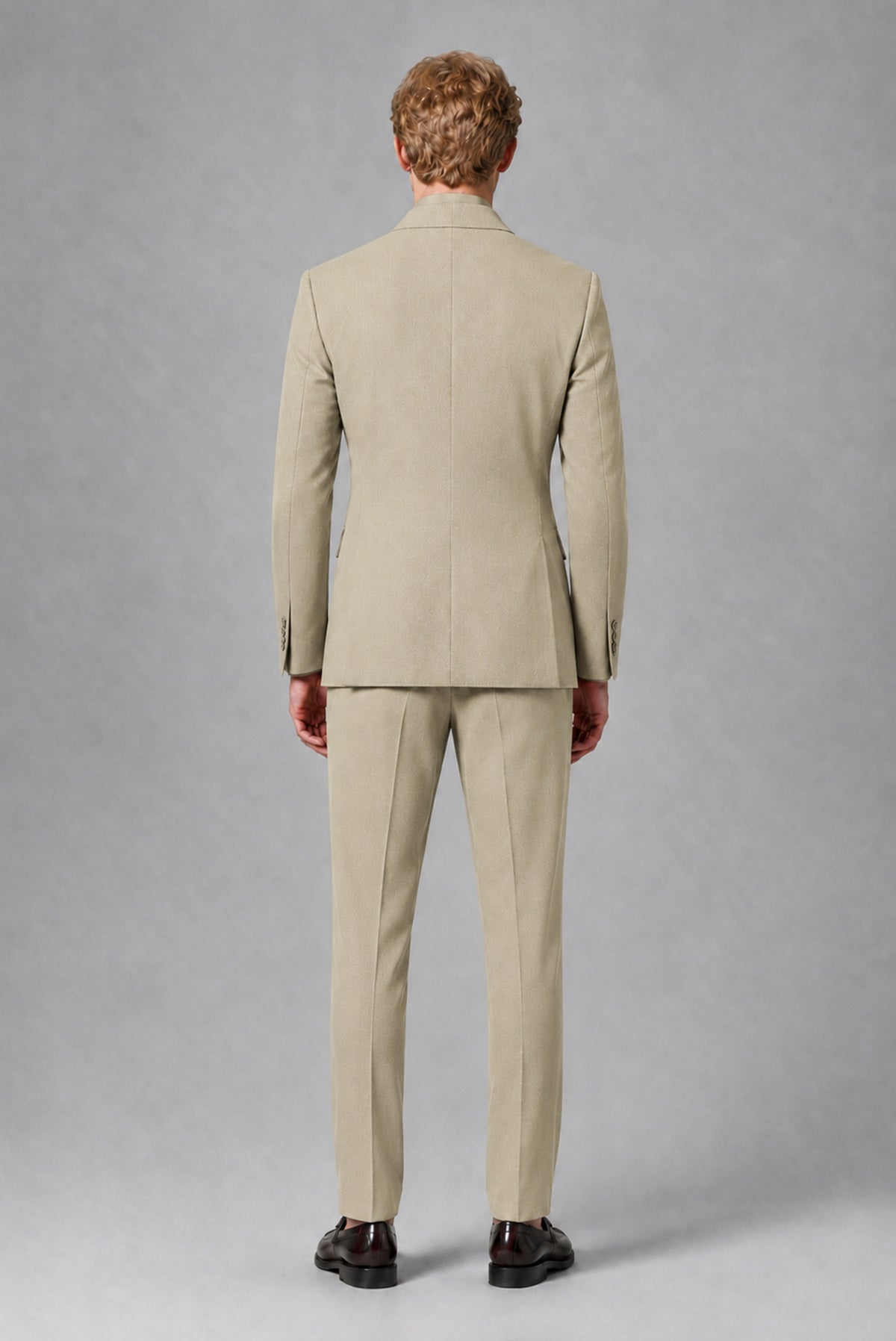 BOLODOO Men's Khaki Double-Breasted Two-Piece Suit – Jacket & Trousers - Khaki