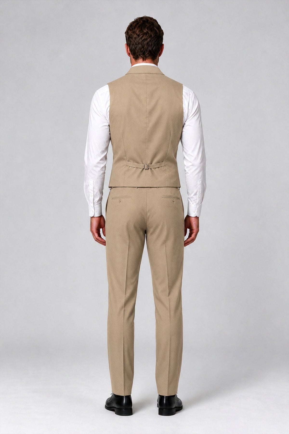 Bolodoo Men's Khaki Double-Breasted Vest and Pants 2-Piece Suit - Khaki - Khaki_3