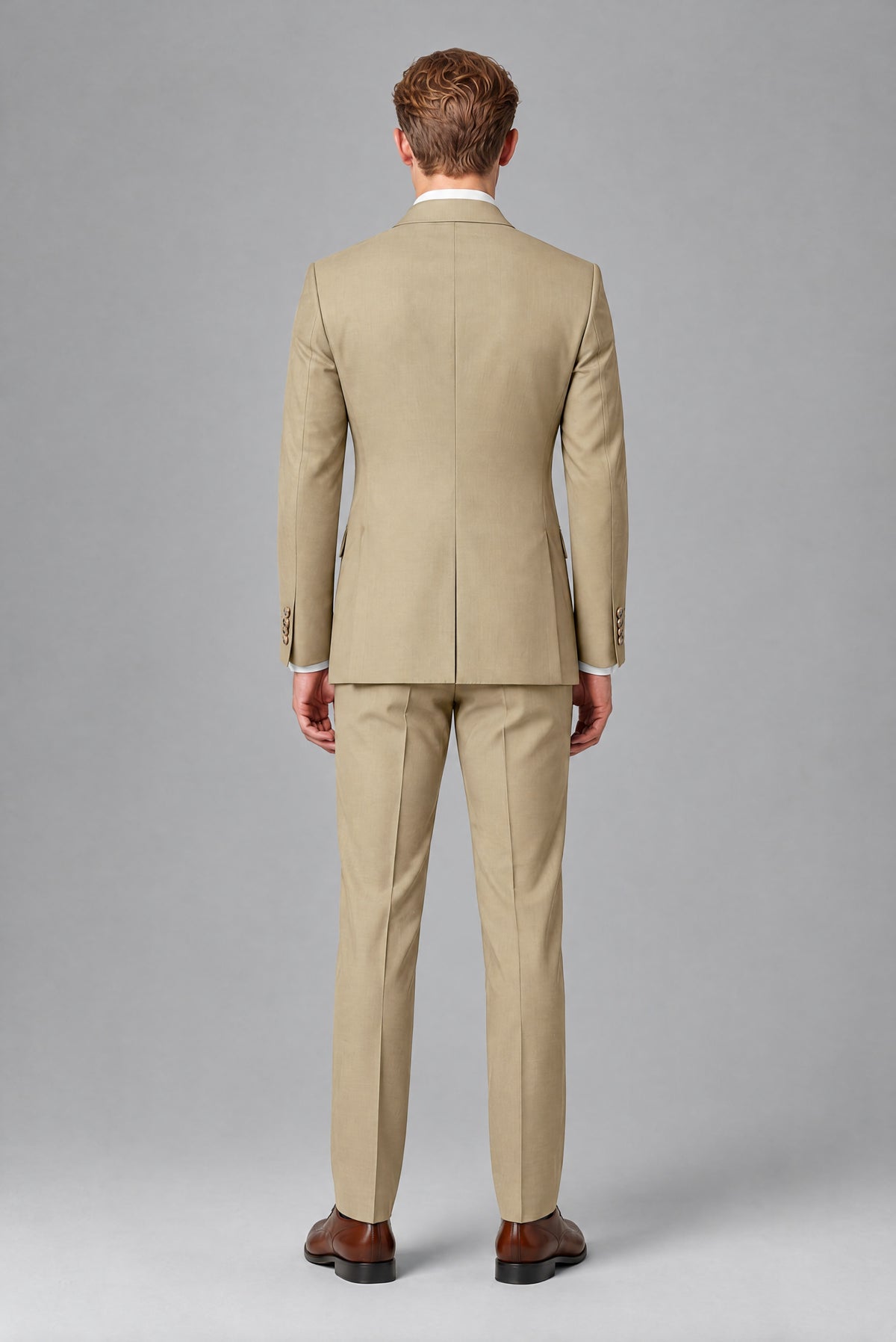 Bolodoo Men's Khaki Double-Breasted 2-Piece Wedding Suit - Khaki - Khaki (3)