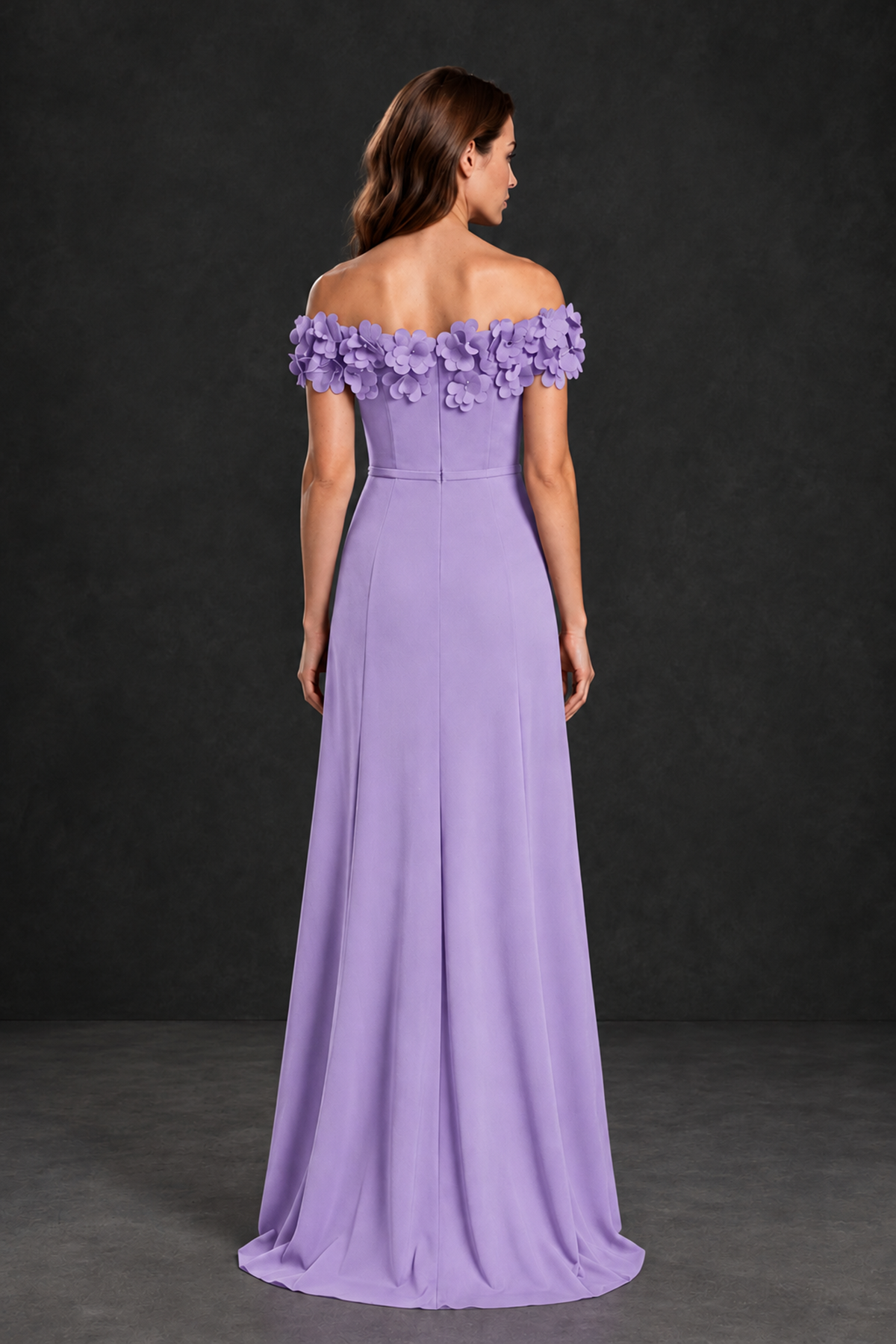 BOLODOO Lavender Off-the-Shoulder Mother of the Bride Dress with Floral Appliques - Lavender - Lavender_02