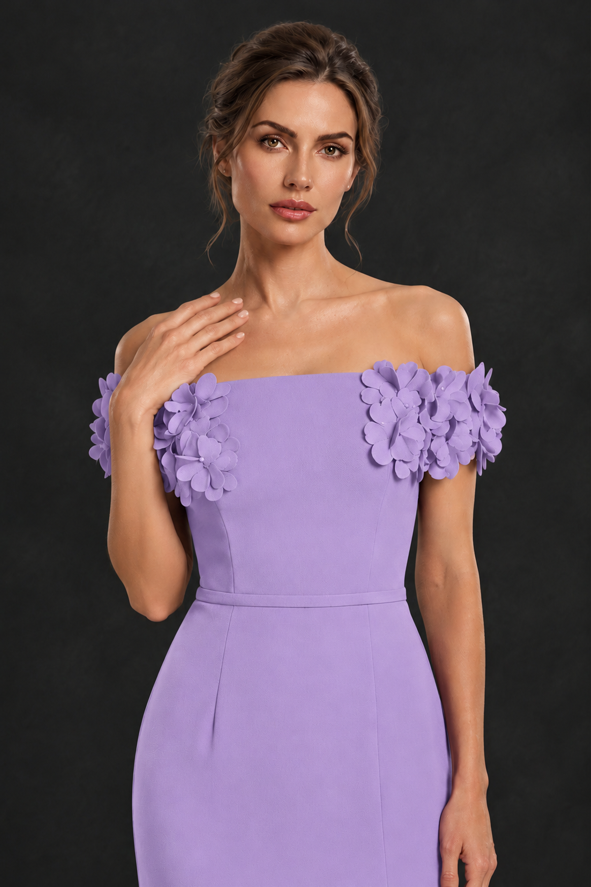 BOLODOO Lavender Off-the-Shoulder Mother of the Bride Dress with Floral Appliques - Lavender - Lavender_04