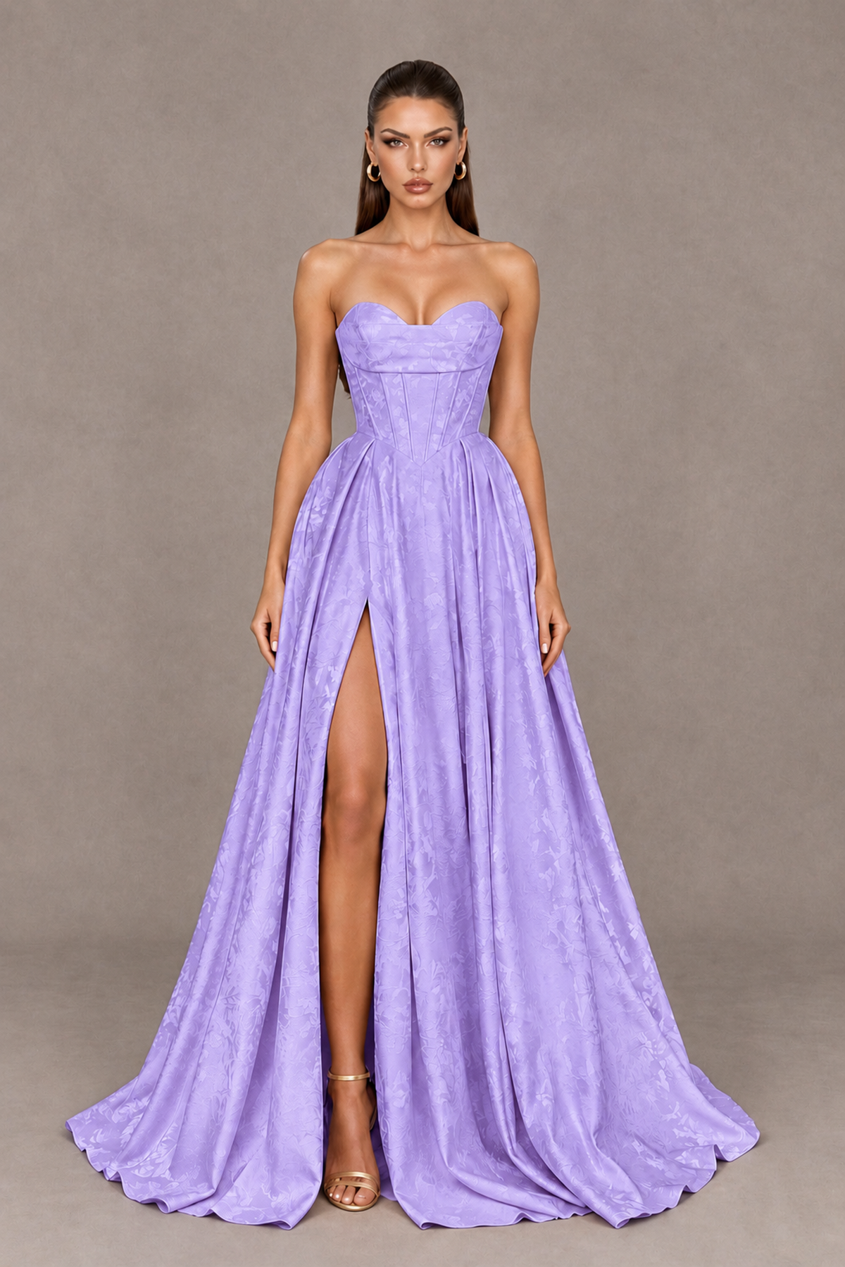 BOLODOO Lavender Strapless Sweetheart Corset Prom Dress with High Slit – Lace-Up Back A-Line Evening Gown - Lavender - Lavender_1