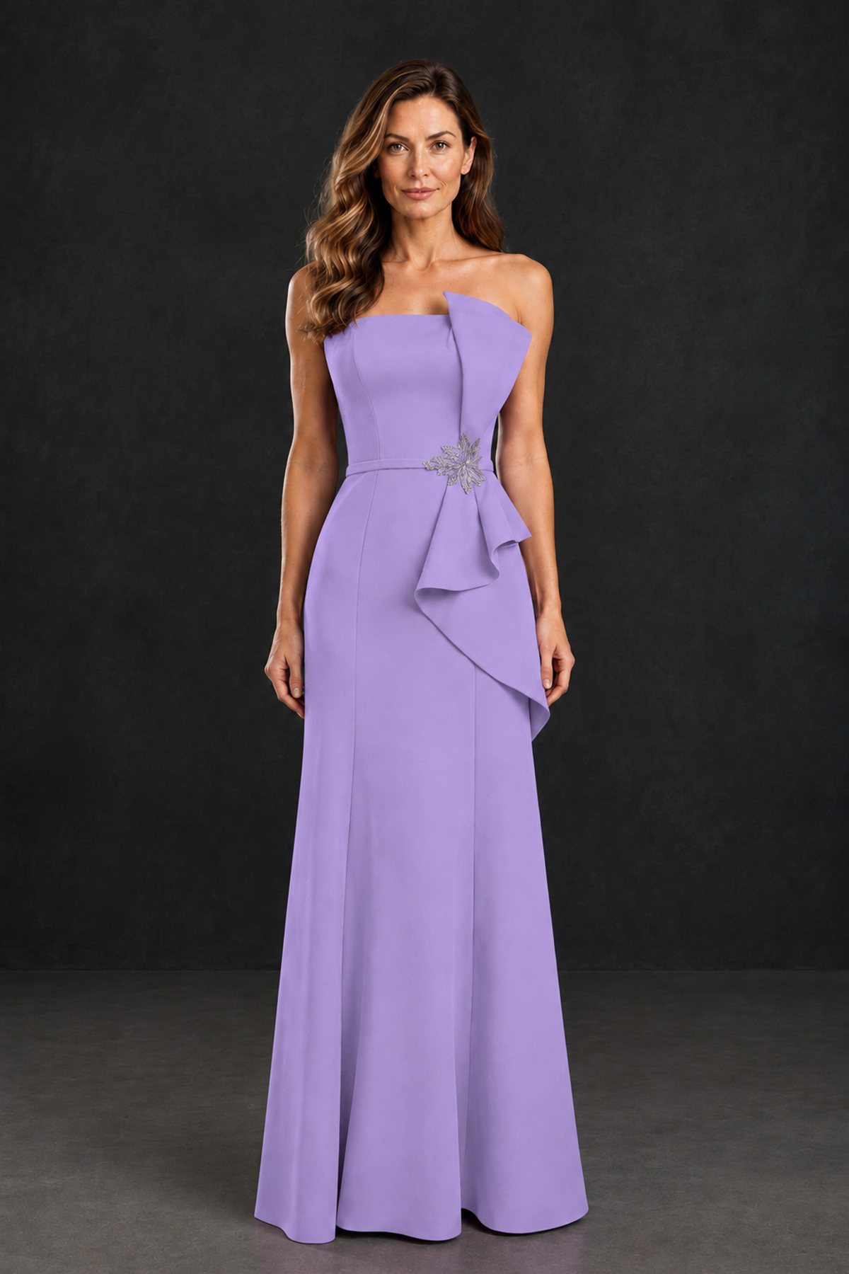 BOLODOO Lavender Strapless Mother of the Bride Dress with Ruffle Detail - Lavender - Lavender_1