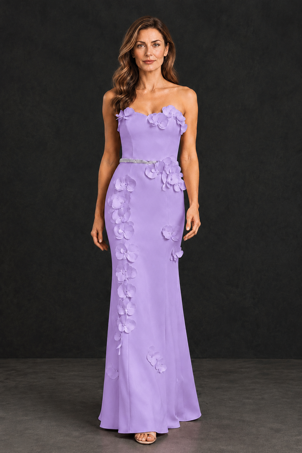 BOLODOO Lavender Strapless Mother of the Bride Dress with 3D Floral Appliques - Lavender - Lavender_1