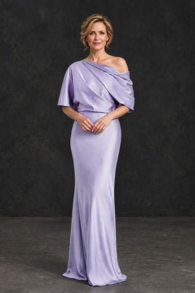 BOLODOO Lavender Satin Asymmetric Mother of the Bride Dress - Lavender - Lavender_1