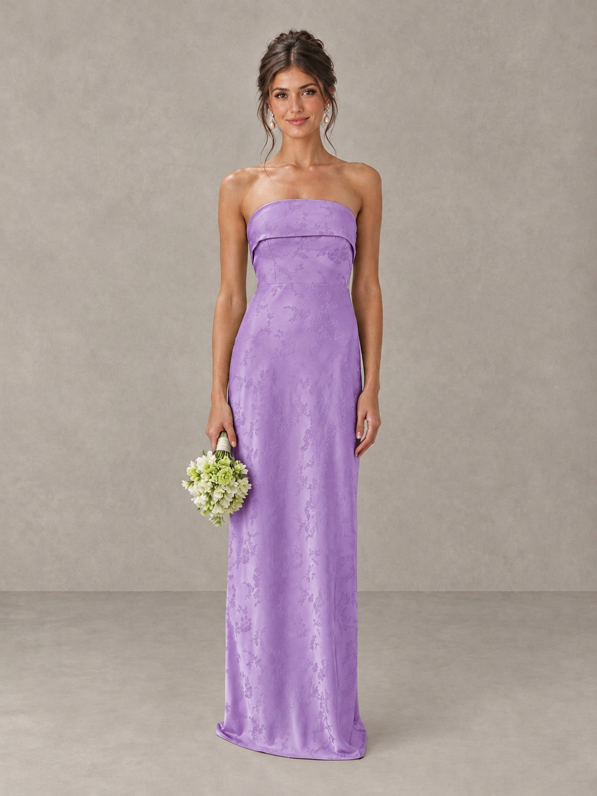 BOLODOO Lavender Strapless Floral Bridesmaid Dress - Lavender - Lavender_1