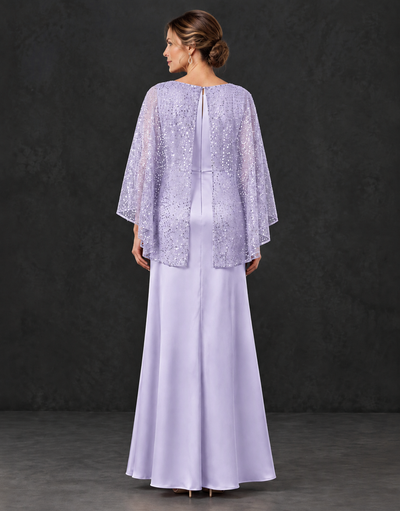BOLODOO Lavender Sparkle Cape Sleeve Mother of the Bride Dress - Lavender - Lavender_2