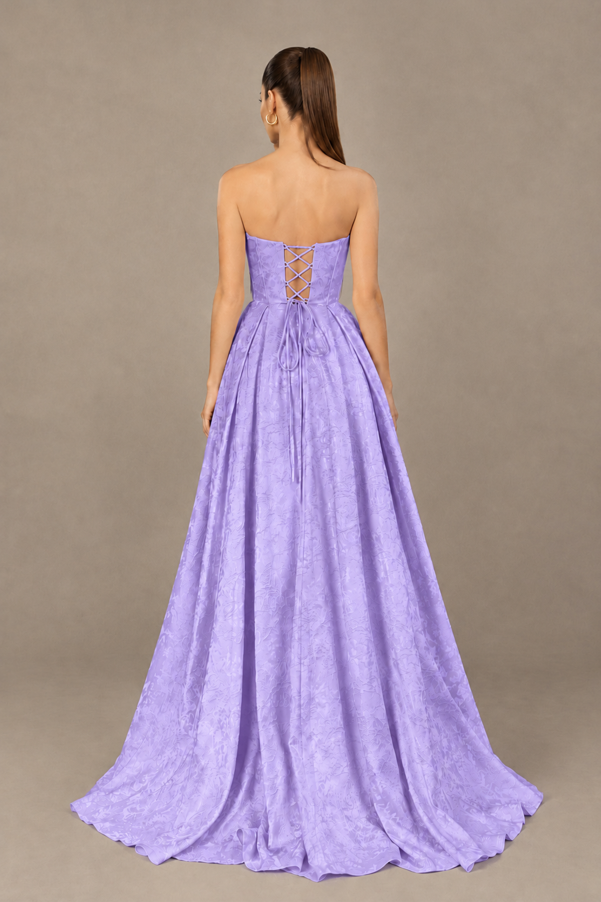 BOLODOO Lavender Strapless Sweetheart Corset Prom Dress with High Slit – Lace-Up Back A-Line Evening Gown - Lavender - Lavender_2