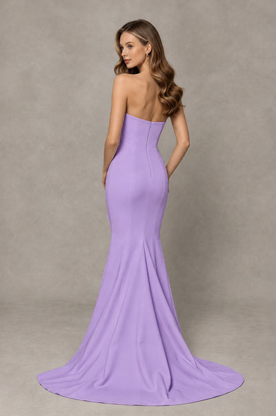 BOLODOO Lavender Strapless Mermaid Evening Dress with Ruffle Slit and Train - Lavender - Lavender_2