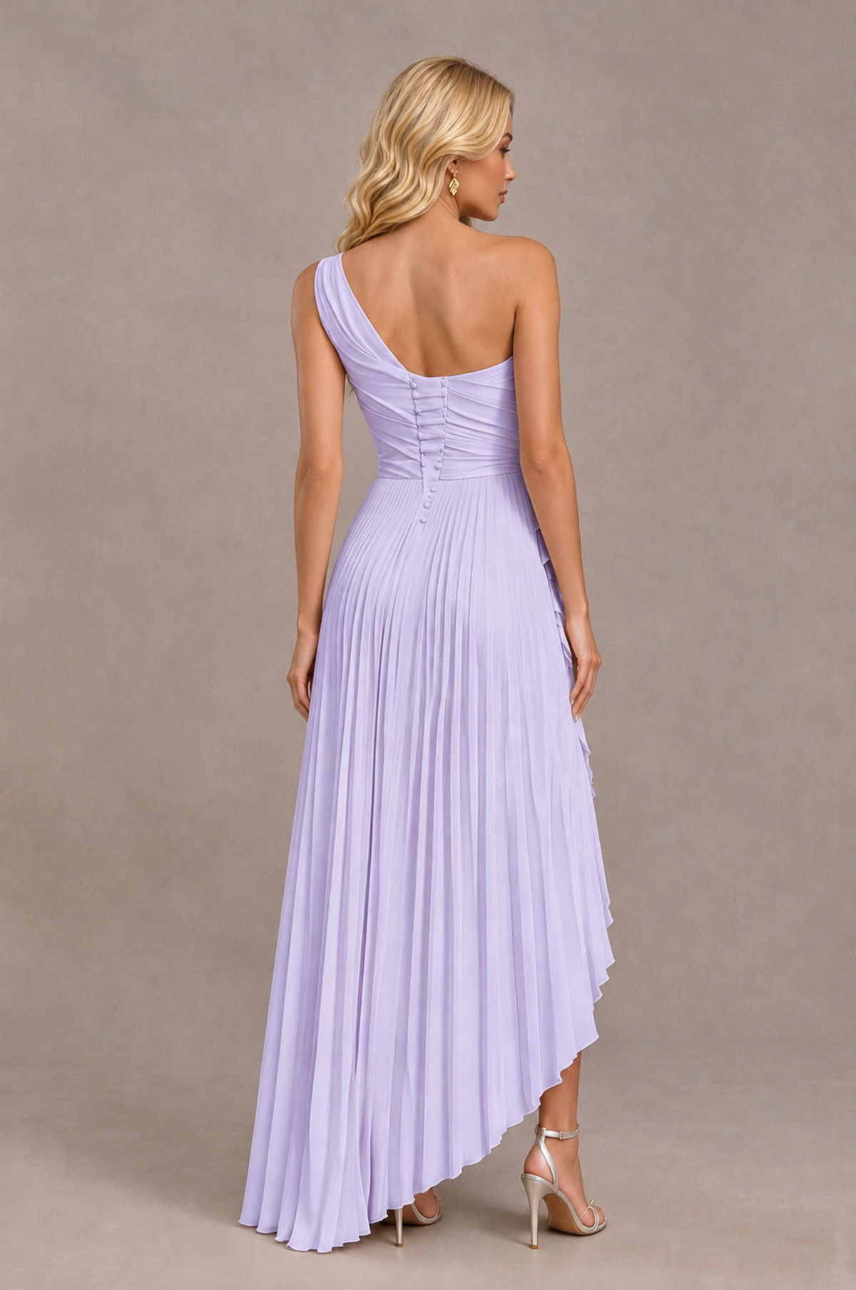 BOLODOO Lavender One-Shoulder High-Low Ruffle Maxi Dress - Lavender - Lavender_2