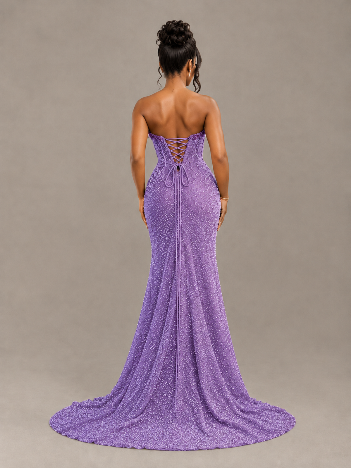 BOLODOO Lavender Gold Corset Prom Dress with High Slit - Lavender - Lavender_2