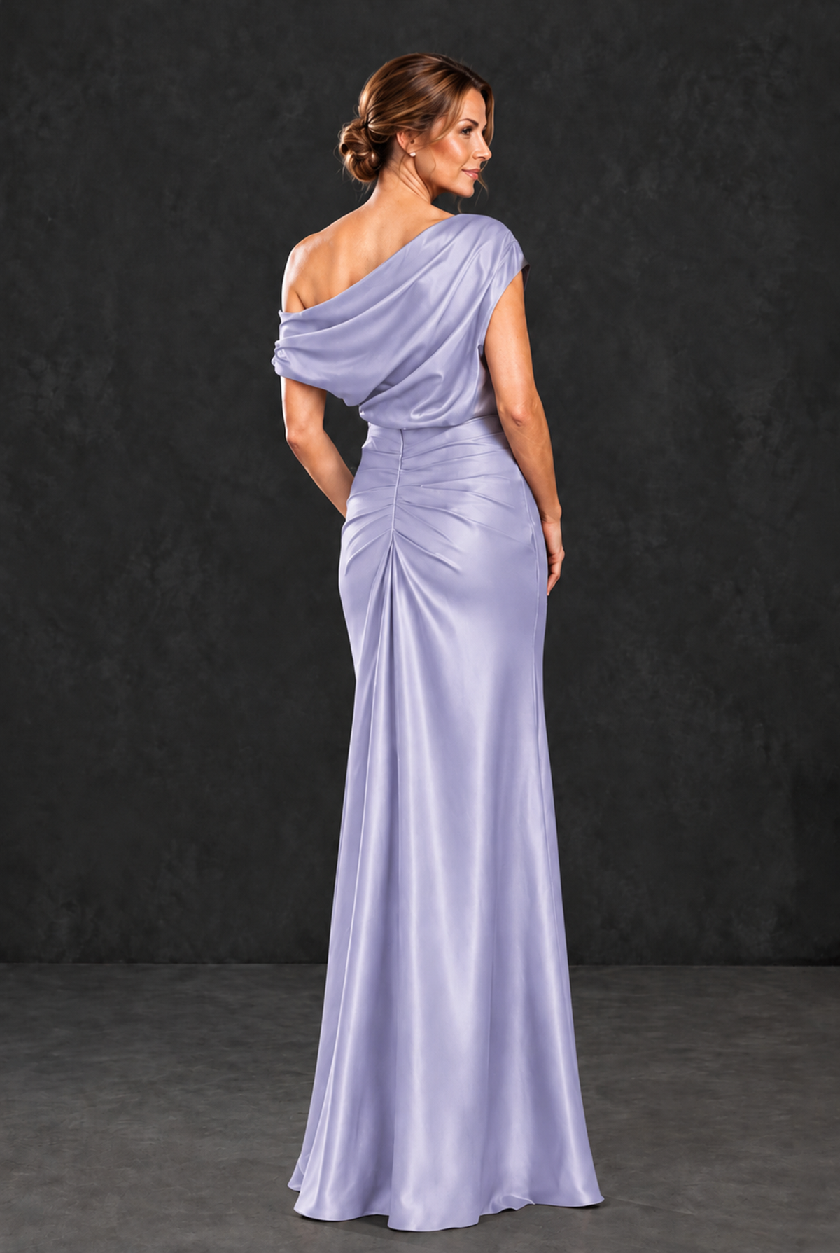 BOLODOO Lavender Asymmetric Ruched Mother of the Bride Dress - Lavender - Lavender_2