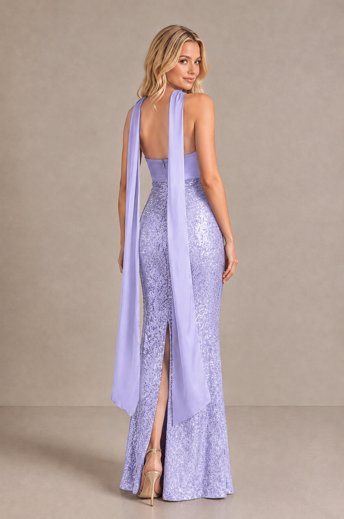 BOLODOO Lavender Strapless Sweetheart Evening Dress with Scarf - Lavender - Lavender_2