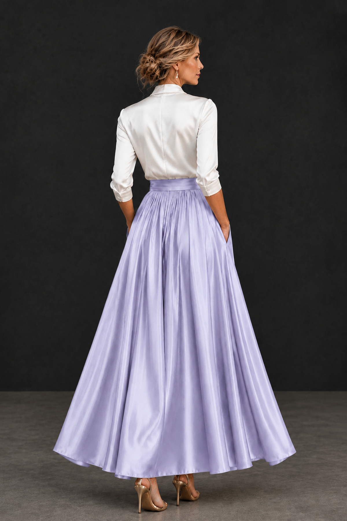 BOLODOO Lavender and White V-Neck A-Line Mother of the Bride Dress - Lavender - Lavender_2