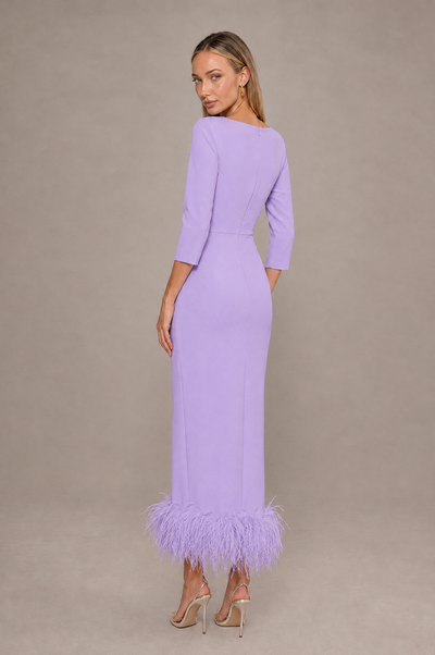 BOLODOO Lavender Feather-Trim Twist-Waist Midi Dress - Lavender - Lavender_2