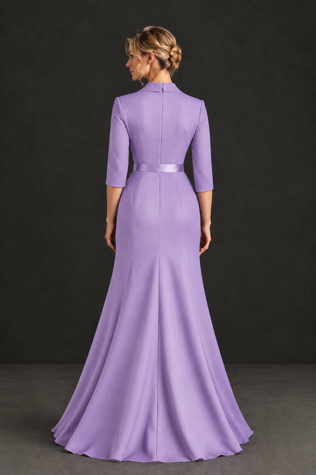 BOLODOO Lavender Lapel Ruffle Mother of the Bride Dress with Belt - Lavender - Lavender_2